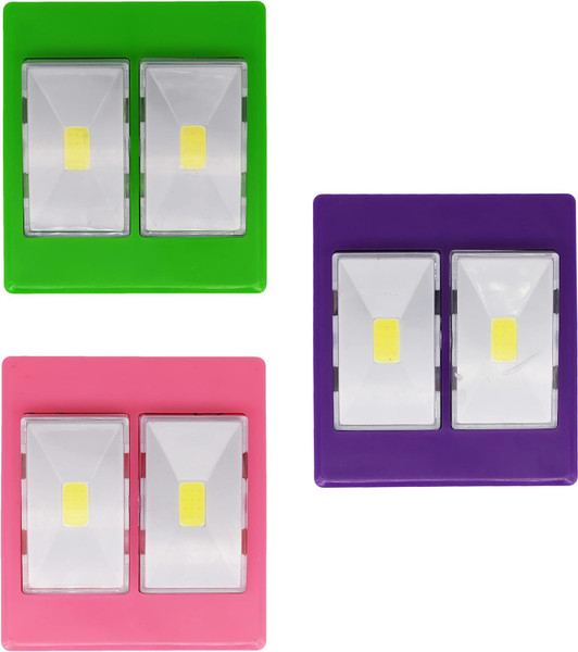 Set of Double Tap Lights - Batteries Included (Triple A) - Closet Light Cabinet Light - 3.5" L x 4" W x 1.25" H (Assorted Colors)