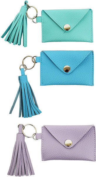 Pastel Key Chain Faux Leather Coin Purses - Makes Great Party Gifts!