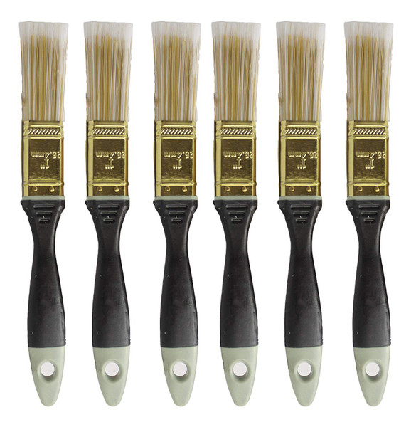 Set of 6 1-Inch Synthetic Paint Brush W/Comfort Grip Handle!