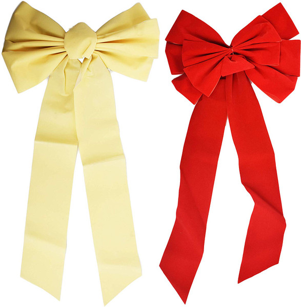 Cream and Red Extra Large Holiday Bows - Great for Decorating Around the Home!