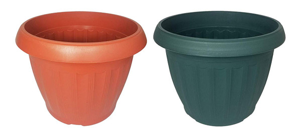 Set of 2 Round Planters! 13"X9.8" Green or Terra Cotta Color.