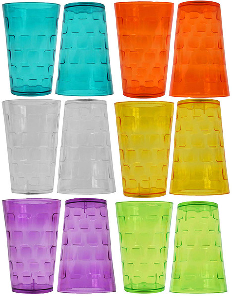 Set of 12 Colorful Party Tumblers - 18oz Party Cups Great for Any Occasion