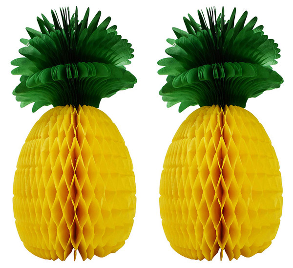Set of 2 Pineapple Honeycomb Paper Table Centerpieces