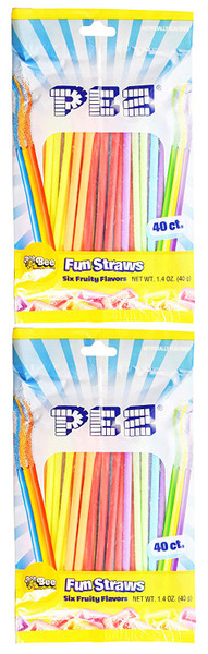 Set of 80 PEZ Fun Straws - Cherry, Orange, Lemon, Apple, Raspberry, and Grape!