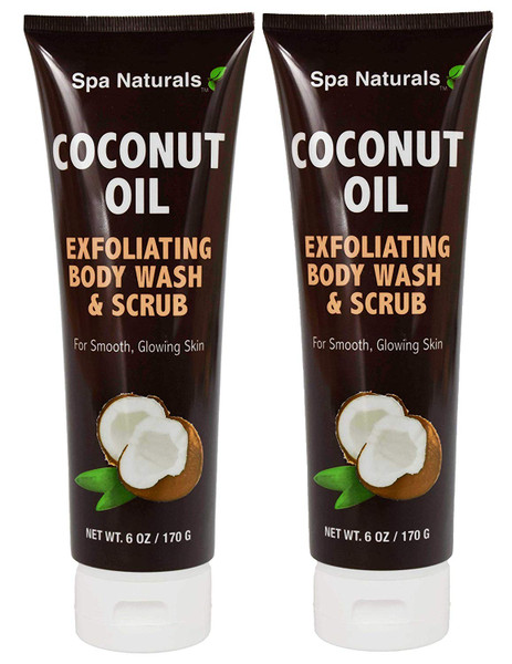 Set of 2 Coconut Oil Exfoliating Body Wash and Scrub For Smooth, Glowing Skin!