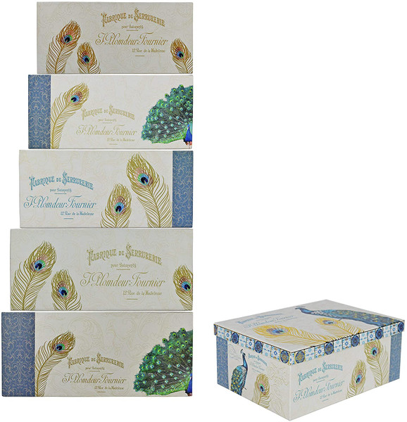 ALEF Elegant Peacock Decorative Themed Extra Large Nesting Gift Boxes -6 Boxes- Nesting Boxes Beautifully Themed and Decorated - Perfect for Gifts or Simple Decoration Around The House!