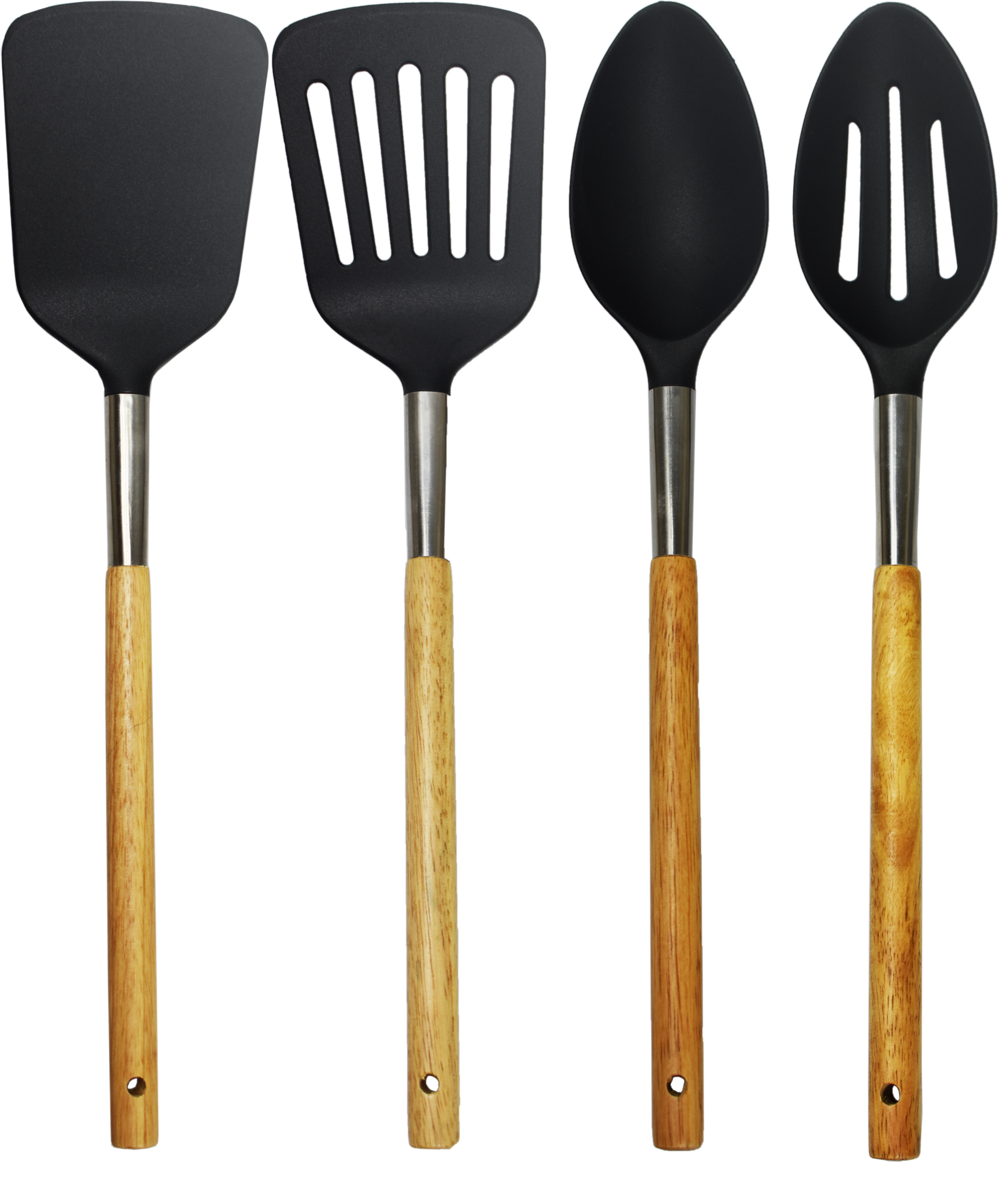 Set of Nylon Cooking Utensils - Slotted Spoon/Solid Spoon/Slotted  Spatula/Solid Spatula/Ladle/Pasta Fork - 11.75 to 12.5