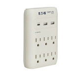 Eaton Tripp Lite SK60C 1080 Joules 6-Outlet Surge Protector | With USB Charging | Gray | Direct Plug-In
 | SK60C