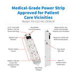 Eaton Tripp Lite PS-615-HG-OEMLM 6-Outlet UL 1363A Medical-Grade Power Strip | Antimicrobial | 15 ft Cord
 | PS-615-HG-OEMLM