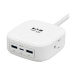Eaton Tripp Lite PS26PD32WCAM 32W 2-Outlet | 3-Port USB Power Strip | 6 ft Cord | Antimicrobial White
 | PS26PD32WCAM