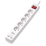 Eaton Tripp Lite PS5F3USB 5-Outlet 16A Power Strip | 2 USB-A Ports | 3 m Cord | White
 | PS5F3USB