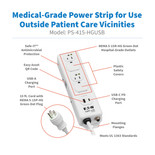 Eaton Tripp Lite PS-415-HGUSB 4-Outlet Medical-Grade Power Strip | USB Charging, 15 ft Cord
 | PS-415-HGUSB