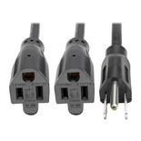 Eaton Tripp Lite P024-18N-13A-2R 13A 1.5 ft NEMA 5-15P to 2x NEMA 5-15R Y Splitter Extension Cord Black
 | P024-18N-13A-2R