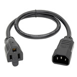 Eaton Tripp Lite P002-002-10A 10A NEMA 5-15R to C14 Power Cable 2 ft Black
 | P002-002-10A