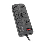 Eaton Tripp Lite TLP88TUSBB 1200 Joules 8-Outlet Surge Protector | 2 USB-A 2.1A | 8 ft Cord, RJ11, Black
 | TLP88TUSBB
