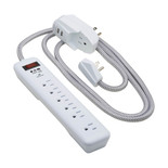 Eaton Tripp Lite TLP616USB 900 Joules 7-Outlet Surge Protector | 2x USB-A 2.4A Shared, Detachable Plug, 6 ft Cord, White
 | TLP616USB