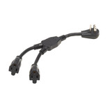 Eaton Tripp Lite P024-001-15D-2 15A 1 ft Extension Cord Y Splitter | Right-Angle NEMA 5-15P to 2x NEMA 5-15R Black
 | P024-001-15D-2