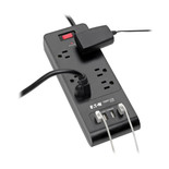 Eaton Tripp Lite TLP664USBB 900 Joules 6-Outlet Surge Protector | 4 USB-A Ports (4.2A Shared) | Black | TLP664USBB