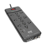 Eaton Tripp Lite TLP128TTUSBB 4320 Joules 12-Outlet Surge Protector | 2 USB Ports, 8 ft Cord, Black | TLP128TTUSBB