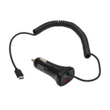 Eaton Tripp Lite U280-C02-30W-C6 30W 2-Port USB Car Charger | Coiled 6 ft USB-C Cable, Black | U280-C02-30W-C6