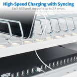 Eaton Tripp Lite CS16USBWHG 16-Port UV Charging Station | Wall-Mount Hospital-Grade White
 | CS16USBWHG