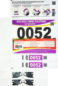 SIVA Number Bib with 2 Integrated Dumbel UHF Shoe Lace Tags (Monza R6-P) | SIVA-NB2SLT-DUMBEL-2S