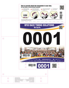 SIVA Number Bib with 1 Integrated DogBone UHF Shoe Lace Tag (Monza R6-P) | SIVA-NB1SLT-DOGBONE-2S