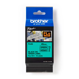 Brother 0.82" x 1.7" / 0.41" x 1.7" Folded Polyester Flag Labels | For P-Touch Printers | Case of 5 Rolls - 72 Labels per Roll | FLE7511