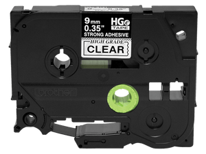 Brother 0.35" x 26.2' Clear Label Tape with Extra-Strength Adhesive | For P-Touch Printers | Case of 5 Rolls | HGeS1215PK