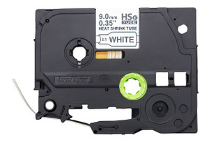 Brother 0.35" x 4.9' Black on White 3:1 Heat Shrink Tube | For P-Touch Printers | Case of 6 Rolls | HSE221EG