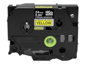 Brother 0.94" x 26.2' HG Extra-Strength Yellow Adhesive Tape | For P-Touch Printers | Case of 5 Rolls | HGeS6515PK