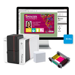 Professional Evolis card printer producing high-quality ID badges and identification cards