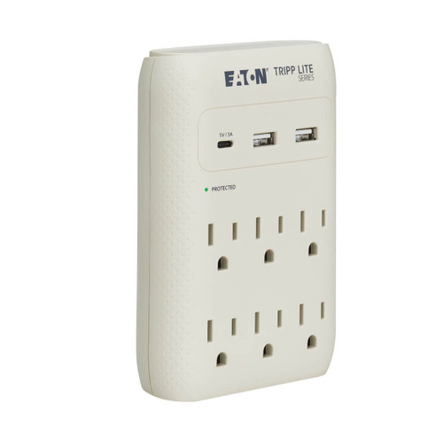 Eaton Tripp Lite SK60C 1080 Joules 6-Outlet Surge Protector | With USB Charging | Gray | Direct Plug-In
 | SK60C