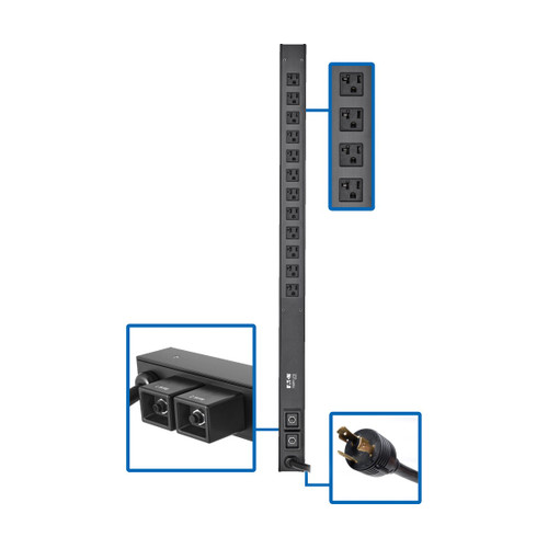 Eaton Tripp Lite PDUV30-36 2.9kW 12 NEMA 5-15/20R 10 ft Basic PDU 0U Rack-Mount
 | PDUV30-36