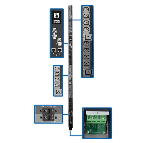 Eaton Tripp Lite PDU3XEVSRHWB 28.8kW 30-Outlet Switched PDU 0U Hardwire LX Interface Gigabit TAA
 | PDU3XEVSRHWB