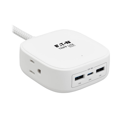 Eaton Tripp Lite PS26PD32WCAM 32W 2-Outlet | 3-Port USB Power Strip | 6 ft Cord | Antimicrobial White
 | PS26PD32WCAM