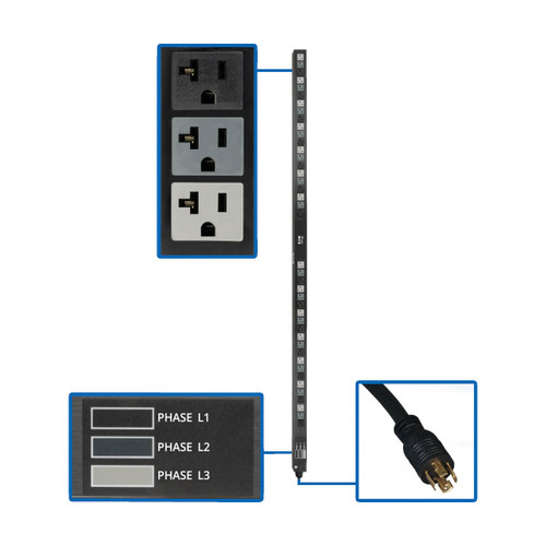 Eaton Tripp Lite PDU3V6L2120LV 5.7kW 42-Outlet 3-Phase Basic PDU 0U Vertical Rack-Mount
 | PDU3V6L2120LV