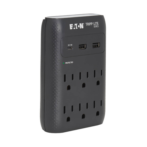Eaton Tripp Lite SK60CB 1080 Joules 6-Outlet Surge Protector | NEMA 5-15R | USB-C | USB-A | Direct Plug-In | Black
 | SK60CB