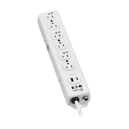 Eaton Tripp Lite PS-602-HGUSB 6-Outlet Medical-Grade Power Strip | USB Charging, Antimicrobial, 1.5 ft Cord
 | PS-602-HGUSB