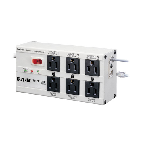 Eaton Tripp Lite ISOTEL6ULTRA 3300 Joules 6-Outlet Surge Protector | Tel/Fax/Modem, Metal, 6 ft Cord
 | ISOTEL6ULTRA