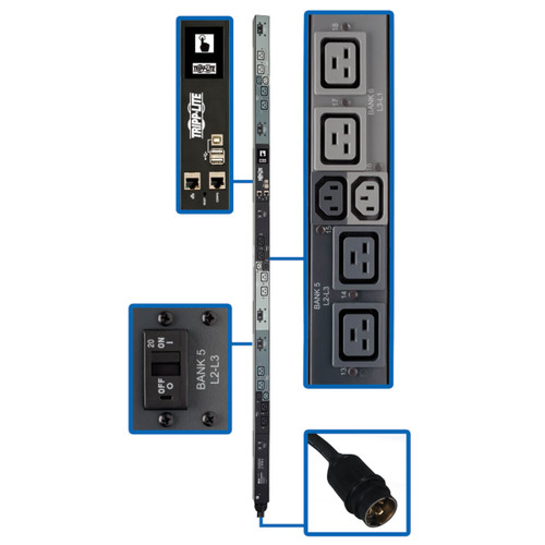 Eaton Tripp Lite PDU3EVNR6H50A 14.4kW 18-Outlet Monitored PDU 0U Vertical
 | PDU3EVNR6H50A