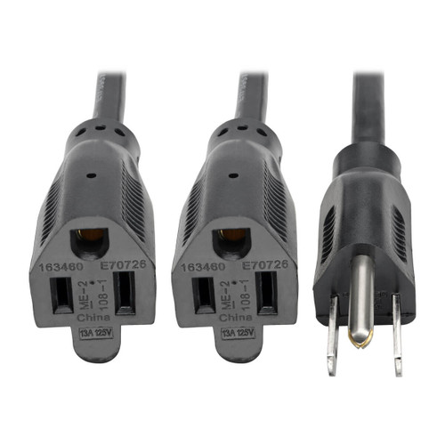 Eaton Tripp Lite P024-18N-13A-2R 13A 1.5 ft NEMA 5-15P to 2x NEMA 5-15R Y Splitter Extension Cord Black
 | P024-18N-13A-2R