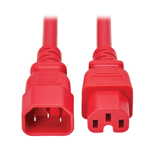Eaton Tripp Lite P018-010-ARD 15A Heavy-Duty C14 to C15 Power Cable 10 ft Red
 | P018-010-ARD