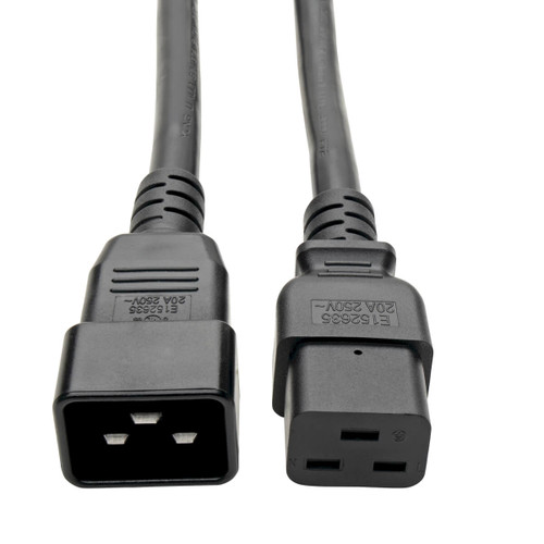 Eaton Tripp Lite P036-006-2C19 20A 6 ft Power Extension Cord | 2x C19 to C20 Y Splitter, Black
 | P036-006-2C19