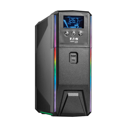 Eaton Tripp Lite SMART1000PSGLCD 1000VA Line-Interactive Tower UPS | Pure Sine Wave, Gaming, RGB LED
 | SMART1000PSGLCD