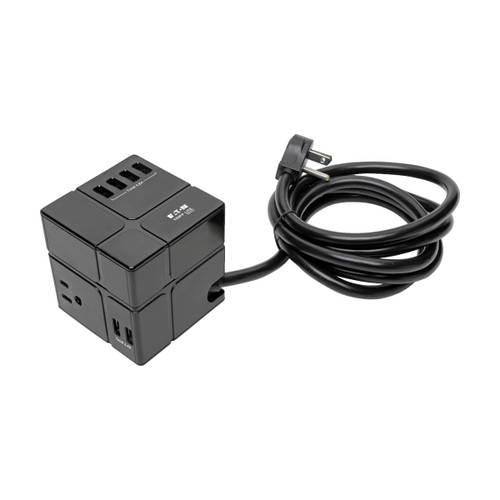 Eaton Tripp Lite TLP368CUBEUAM 540 Joules 3-Outlet | 6 USB-A Port Surge Protector | Antimicrobial Cube
 | TLP368CUBEUAM