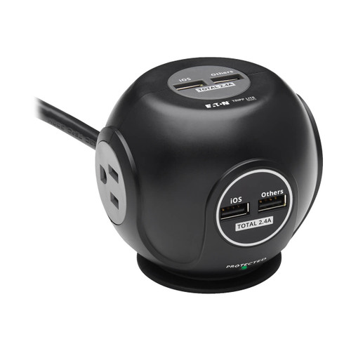 Eaton Tripp Lite TLP36USB 540 Joules 3-Outlet Surge Protector | 4.8A USB Charging, 6 ft Cord, Black, Spherical
 | TLP36USB