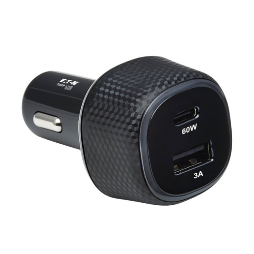 Eaton Tripp Lite U280-C02-63W-1B 63W Dual-Port USB Car Charger | USB-C PD | USB-A QC Black
 | U280-C02-63W-1B