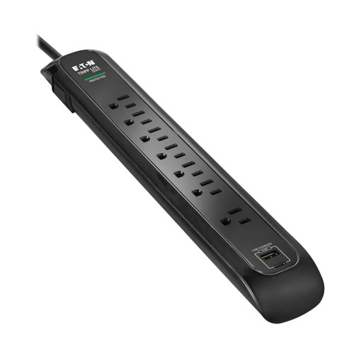 Eaton Tripp Lite TLP76BUC 1500 Joules 7-Outlet Surge Protector | 2-Port USB Black
 | TLP76BUC