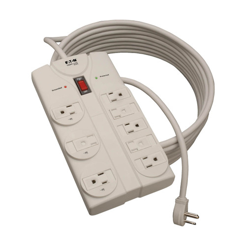 Eaton Tripp Lite TLP825 1440 Joules 8-Outlet Surge Protector | 25 ft Cord, Right-Angle Plug
 | TLP825